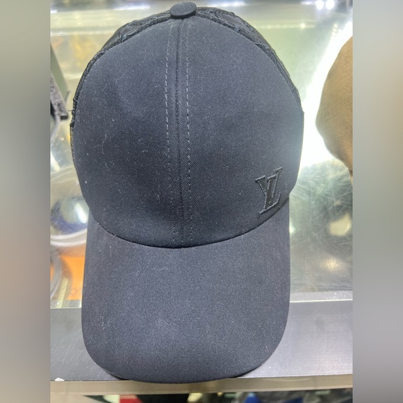 Louis Vuitton Black Tonal LV Baseball Cap Mesh